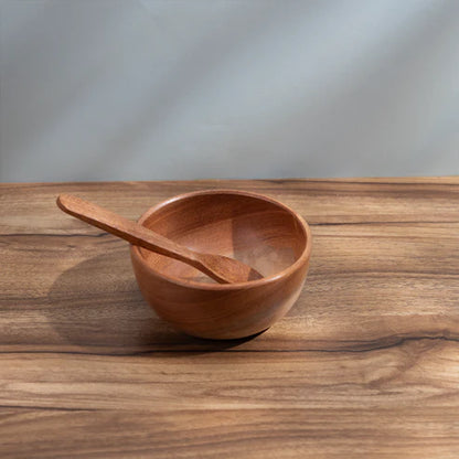 Little Bambino Natural Neem Wood Bowl & Spoon Set