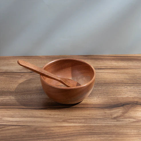 Little Bambino Natural Neem Wood Bowl & Spoon Set