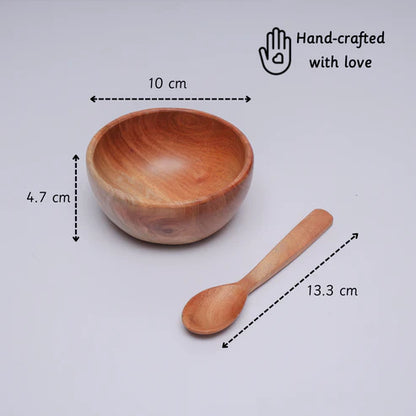 Little Bambino Natural Neem Wood Bowl & Spoon Set
