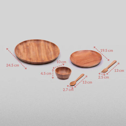 Little Bambino Natural Neem Wooden Dinner Set